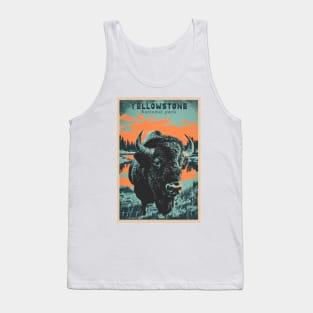 Yellowstone National Park Buffalo Vintage Travel Poster Tank Top